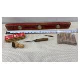 Vtg Wooden Level, Clothes Pins, Wood Handled