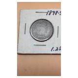 1898 Barber Silver Quarter, composed of 90%
