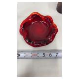Fenton? Red Swirl Art Glass free-form dish,
