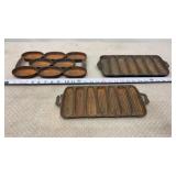 1800s Cast Iron Gem Pan, 2- Cornbread Pans