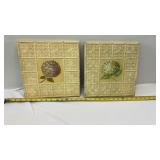 Decorative floral wall plaques featuring embossed