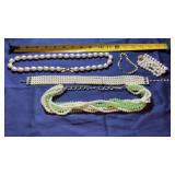 Faux Pearl Costume Jewelry-Choker, multi-strand