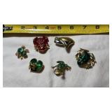 Gold Toned Enameled Freen and/or Red Frof