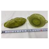 Vtg  Indiana Glass avocado green pressed glass