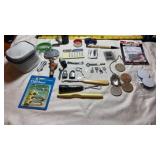 Vtg Keys, Diaper Pins, Locks, BP Monitor,