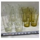 Vtg Amber Glasses Set Paneled Optic 10 Ounce MCM
