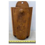 Vintage Solid Wood Wall Box, Etched Girl, Wood