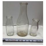 Vtg Clear Glass Milk bottles