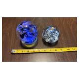 Crystal Globe Paperweights with One Lighted Base