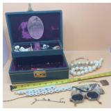 Vtg Jewelry Box with Costume Jewelry