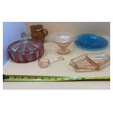 Pink Depression Glassware, Cranberry Candy Dish