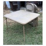 Card Table and 4 Metal Chairs