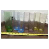 Set of Six Tall, Cylindrical Vases