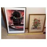 Framed Wall Art, Framed Art Embroidered Flowers