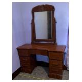 Wooden Kneehole Vanity Desk With Attached Swivel