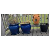 Cobalt Blue Ceramic Planter, Terracotta Clay Pot