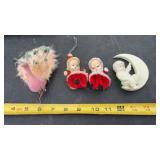 Mid Century Christmas Ornaments, Including a Pink