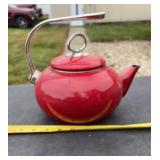 Red Enamel-On-Steel Tea Kettle