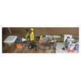Assortment of Supplies, Broom, Hack, Water Seal,