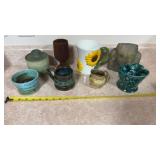 Wooden Goblet & Ceramic Pottery Pieces