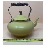 Vtg Aluminum Tea Pot with Wood Handle