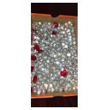 Glass beads and hearts for flower vases shoebox