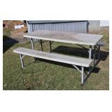 6 ft plastic and steel folds flat picnic table