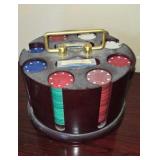 Vintage Poker Chip Set Two Card Deck Wooden