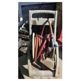 Garden hose on reel 75 ft with spray nozzle