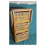 Three drawer wicker organizer with contents
