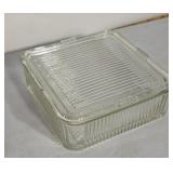 Clear refrigerator dish with lid 8 1/2"