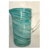 Vintage Mexican Hand Blown Green White Gold Swirl