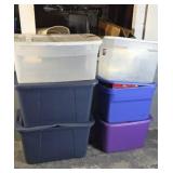 6 plastic totes with lids