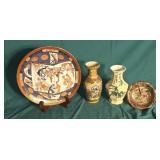 Oriental plate and vases