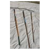Three Garden rakes