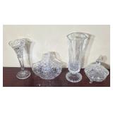 Lead crystal vases basket candy dish