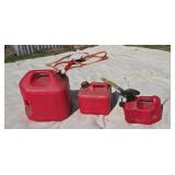 Three gas cans gallon 2 gallon and 1 gallon