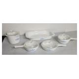 Five pieces of CorningWare