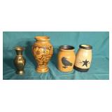 Brass and ceramic vases