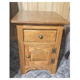 Oak end table with your and one door bottom