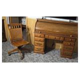Roll Top desk w/ chair.