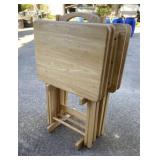 Four Wooden TV Trays With Stand