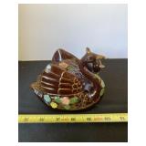 Japan Hand Painted Swan Lidded Figurine Dish
