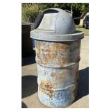 Metal Barrel With Push Trash Can Lid