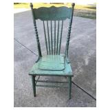Green Wooden Pressed Back Chair