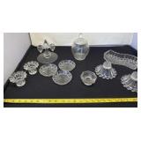 Glass Lidded Candy Dish With Chip On Lid, Candle
