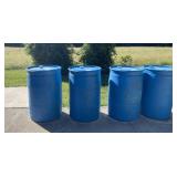 Four Plastic Blue Barrels With Lids Had Hydrogen