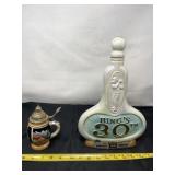 Jim Beam Decanter and Lidded Beer Stein