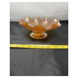 Marigold Carnival Glass Footed Bowl