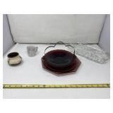 Cut Crystal Tray, Anchor Hocking Old Cafe Ruby